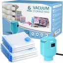 Morecoo Vacuum Seal Bags for Clothing, 6 Pack Vacuum Storage Bags (3 Jumbo/3 Large) with Electric Pump, Packing Cubes Compression Space Saver for Comforters, Blankets - Ideal for Travel