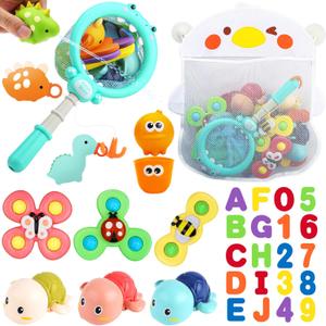 Baby Bath Toys for Toddlers 1-3, Kid Bathtub Toy with 36 Foam Bath Letter & Number, Fishing Games with Fish Net, Water Pool Toy with Storage Bag, Shower Toy Gift for Boy Girl Infant 1 2 3 4 5 6