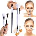 COKSDUPID 2PCS Nose Contour Brush Set, U-Shaped & Angle Brush, 100% Nylon Bristles, White, For Liquid And Cream, Powder