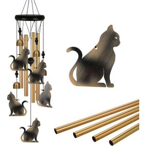 Bronze Cats Wind Chimes Decor, Portable Mobile Wind Catcher, Sympathy Wind Bells, Memorial Gifts for Mom, Housewarming, Blessing Windchime(Outside/Indoor/Home/Room/Porch/Tree/Yard/Garden Decorate)