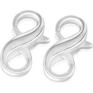 Jadive 2 Pcs Lobster Clasp 925 Sterling Silver Double Opening Lobster Clasp and Closures Bracelet Extender Necklace Connector for DIY Jewelry Repair Kit Bracelet Necklace Closing(Silver)