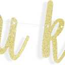 LINGTEER Do You Know How Love You Are Gold Glitter Cursive Script Bunting Banner Sweet Baby Shower Birthday Party Decoration Nursery Room Wall Sign - NO DIY REQUIRED