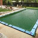 Blue Wave Silver 20 ft x 40 ft Rectangular Winter In Ground Pool Cover – Blocks Debris and Sunlight with 12-Year Protection for Off-Season – With 10x10 Polyethylene Weave, 5 ft Overlap, Cable, Winch