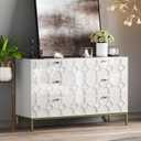 Clihome 6 Drawer Double Dresser, Sideboard Console Table Wood Storage Dresser Cabinet for Closet 6-Drawer for Living Room, Home Office, Entryway, White