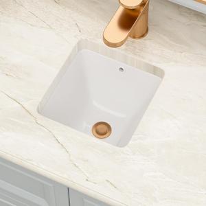 Square Undermount Bathroom Sink 10" x 10" White Ceramic