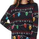 Ugly Christmas Sweater for Men, Hooded Unisex Women Xmas Hoodie Pullover for Party Festive Party (Glitter Fairy Light) Size Medium