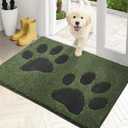 PURRUGS Dirt Trapping Door Mat 20" x 31.5", Non-Skid/Slip Machine Washable Microfiber Entryway Rug, Dog Doormat, Super Absorbent Welcome Mat for Muddy Wet Shoes and Paws, Green
