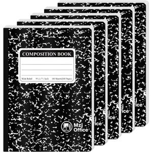 Marble Composition Notebook, 5-Pack Bulk Composition Notebooks Wide Ruled, 100 Sheets (200 Pages) 7-1/2" x 9-3/4" Marble Notebooks Wide Ruled, Classroom Must Haves-School Supplies College.