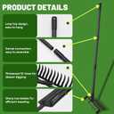 Weed Puller Tool with 76" Long Handle, 2 in 1 Hula Garden Hoe Tool, 12 Tines Garden Weeders Rake and Cultivators Tillers for Gardening, Weeding, Seeding, Ditching, Loosening