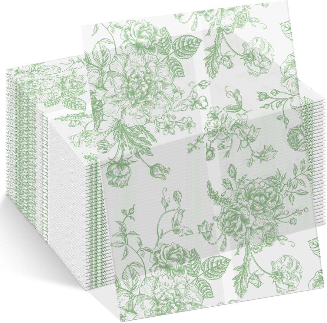 ForraFun 100 Pack Sage Green Floral Vellum Jackets Bulk for 5x7 Invitations Pre-folded Vellum Paper Envelope Inserts Liners Invitation Sleeves Wraps Accessories Kit for Wedding Birthday Bridal Party