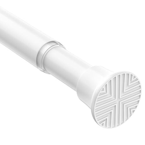 SISELBA Spring Tension Curtain Rod 32-76 inch, Adjustable Expandable Tension Curtain Rod No Drilling, Tension rods for Window Doorway Kitchen Curtain, White