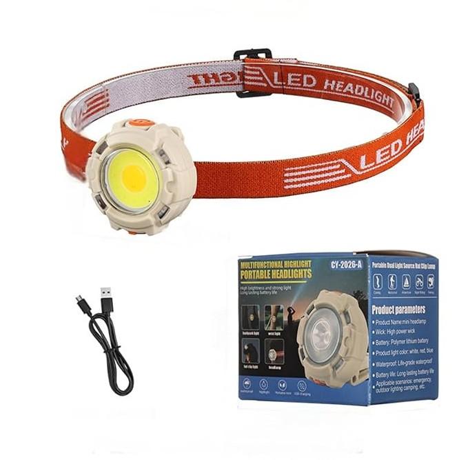 Multi-Shape Headlamp 180 Adjustable Hat Clip Light - C Shape Rechargeable Work Light, Hands-Free Headlamp for Camping, Outdoor Activities, Workers and Night Runners (Rond-C)