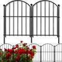 Decorative Garden Fence 17in x10ft, 10 Pack Rustproof Metal No Dig Fence Animal Barrier for Dog, Arched Flower Bed Edging Ornamental Wire Border Panel Fencing for Yard Patio Outdoor Decor (Black)