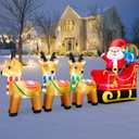 12 Foot Long Christmas Inflatables Santa Claus & Reindeer Sleigh Outdoor Decorations, Built-in LEDs Giant Funny Sled Merry Xmas Blow Up Yard Decoration Winter Inflatable Vacation Lawn Outside Blowups