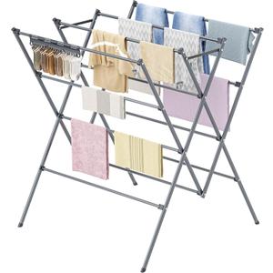 HOMIDEC Drying Rack Clothing,Large 12 Drying Poles with Sock Clips Clothes Drying Rack,Foldable Portable Laundry Drying Rack for Air Drying Clothing,Towels,Delicate Eac,Indoor Outdoor Use.Silver