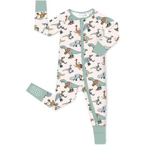 babee Reshinee Bamboo Viscose Baby Footie Pajama, Zipper Sleeper Boys Girls | Sleep & Play Romper with 2-Way Zipper, Fold-Over Mittens & Foot Cuffs with Grips, Tagless, Convertible, All-Season, 6-12 Months