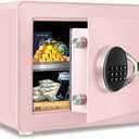 Safe for Home, 1.0 Cubic Feet Small Safe with Removable Shelf, Alarm System, Digital Electronic Security Money Box for Cash, Document, Home, Office, Hotel Use, Pink, 9.84"D x 13.78"W x 9.84"H