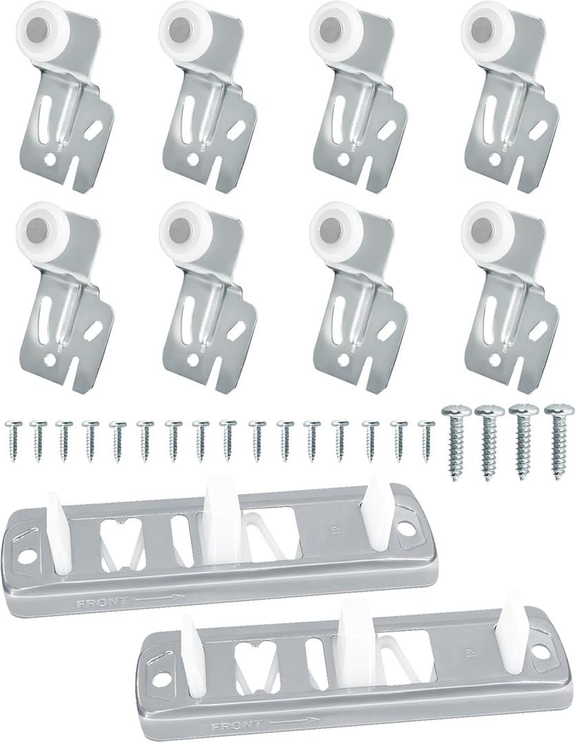 10 Pcs Sliding Closet Door Roller Replacement Kit - Includes 2Pcs N6560 + 8Pcs MP6501 Rollers & Slide Track Hardware, Fits Top-Hung Sliding Wardrobe Door Hardware (3/4"to 1-3/8" Door Thickness)