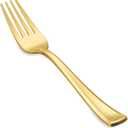 N9R 50PCS Gold Plastic Forks, Solid, Durable and Heavy Duty Plastic Forks Disposable, Perfect Plastic Utensils for Parties, Thanksgiving, Christmas and Daily Use