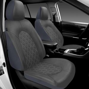CAROMOP Luxury PU Leather Car Seat Covers Front Set - Anti-Stain Waterproof Automotive Seat Covers for Cars - Universal Car Interior Covers Seat Protectors for Sedans SUVs Pick-up Trucks (Gray) CAROMOP Luxury PU Leather Car Seat Covers Front Set - Anti-Stain Waterproof Automotive Seat Covers for Cars - Universal Car Interior Covers Seat Protectors for Sedans SUVs Pick-up Trucks (Gray)
