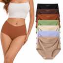 Ailongcity Womens Underwear High Waist Tagless 7 Pack Panties SeamlessFullCoverage Briefs Silky Stretch (US, Alpha, 3X-Large, Regular,Regular,.Orange/Marron/Nude/Green/Coffee brown/Purple/Black)