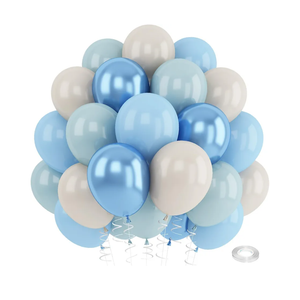 Blue White Sand Balloons Dusty Slate Fog Pastel Metallic Blue Beige Balloon 12INCH Helium Latex Balloon for Arch Kids Birthday Party Decorations Baby Boy Shower Christening Bridal Wedding Decor Pack of 3