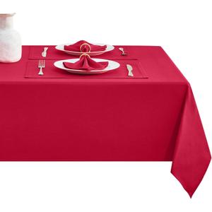 Rectangle Table Cloth Linen Farmhouse Stainproof Waterproof Washable Polyester Oblong Rectangular Fabric Table Cover for Kitchen Dining Dinner(DarkRed/60x144 Inch)
