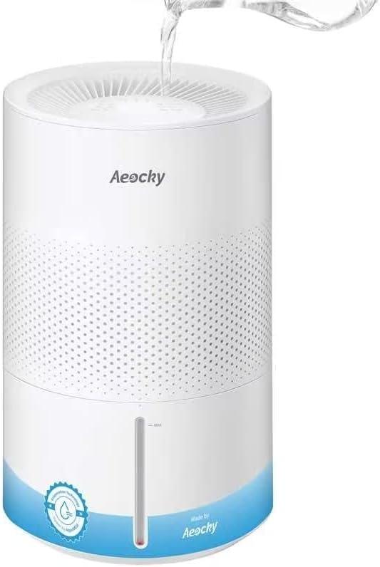 AEOCKY Mist-Free Evaporative Humidifier, No White Dust for Baby, 4.5L Humidifiers with Auto, Dry Filter, Self-Clean, Power & Sleep Mode, Timer for Bedroom, Home, Nursery, Off-White