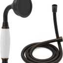 Oil Rubbed Bronze Vintage Telephone Handheld Shower Spray Ceramic Handle with 59inch Flexible Hose, Antique Brass Shower Head Clawfoot Tub Showerhead Replacement, No Wand Holder