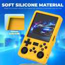 Case for R36S Plus, Silicone Cover Shell Anti-Slip, Shock Proof, Soft Protective Case for R36S Plus Handheld Game Console Accessories with Lanyard - Yellow