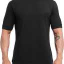 Fioboc Mens T-Shirts - Modal Short Sleeve Crew Neck Tee Plain Novelty T Shirt for Men (Black, L)