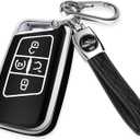 for Volkswagen Key Fob Cover with Keychain, Sliver Edge Key Case Holder for VW Atlas Alltrack Jetta Passat Tiguan, Black