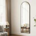 TRAHOME Arched Full Length Mirror, 56"x15" Standing Body Mirror for Wall, with Aluminum Alloy Frame for Bedroom, Living Room, Dressing Room(Black)