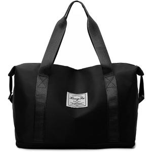 Duffle Bag for Travel, Weekender Overnight Carry on Tote Bags for Women, Sport Gym Bag for Men - Black