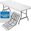 Sorfey Narrow Folding Table 6 Foot X 24-inch, White Plastic