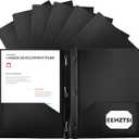 12-Pack Plastic Folders with Pockets and Prongs,2-Pocket Folders with 3 Fasteners, Poly Folders Holds 8-1/2" x 11" Paper for School/Office/Home, Black