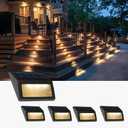 Solar Lights Outdoor, Waterproof Solar Powered Deck Step Lights for Patio Garden Backyard Garage Driveway Pathway Outside Wall Lighting (Warm White/4 Pack)
