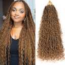 Boho Faux Locs Crochet Hair 18 Inch 9 Packs Goddess Faux Locs Human Hair Mixed Synthetic Bohemian Soft Locs Braiding Hair Extensions (27#)