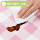Smiry Plastic Table Cloth, Waterproof Vinyl Tablecloth with Flannel Backing, Wipeable Buffalo Plaid Table Cover for Picnic, Indoor and Outdoor (Pink & White, 60" Round)