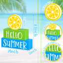 2 x 3 Pieces Summer Wooden Block Decor for Home Lemon Wooden Tiered Tray Block Decor Rustic Hello Summer Sign for Living Mantle Kitchen Table Party Decoration