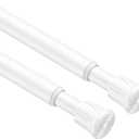 2 Pack Spring Tension Rods 27-38 Inches,5/8" Diameter White Spring Load Adjustable Expandable,Small Short Tension Curtain Rod for Windows,Kitchen,Doorway,Bathroom,Cupboard Bars
