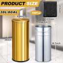 Reallnaive 1 Pcs 30l/8gal Gold Flip Trash Can 100 Bags, Kitchen Garbage Bin