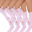 Cuffbow 4 Pairs Pink Ballet Dance Tights Convertible Knee High Thin Sheer Soft Dancing Socks for Dancer Women Girls (Pink)