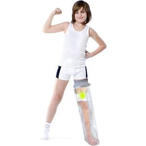 Waterproof Full Leg Cast Cover for Shower Kids Leg Cast Shower Protector, Watertight Seal Cast Cover Leg for Knee Foot Ankle, No Mark on Skin Reusable, Size Small 