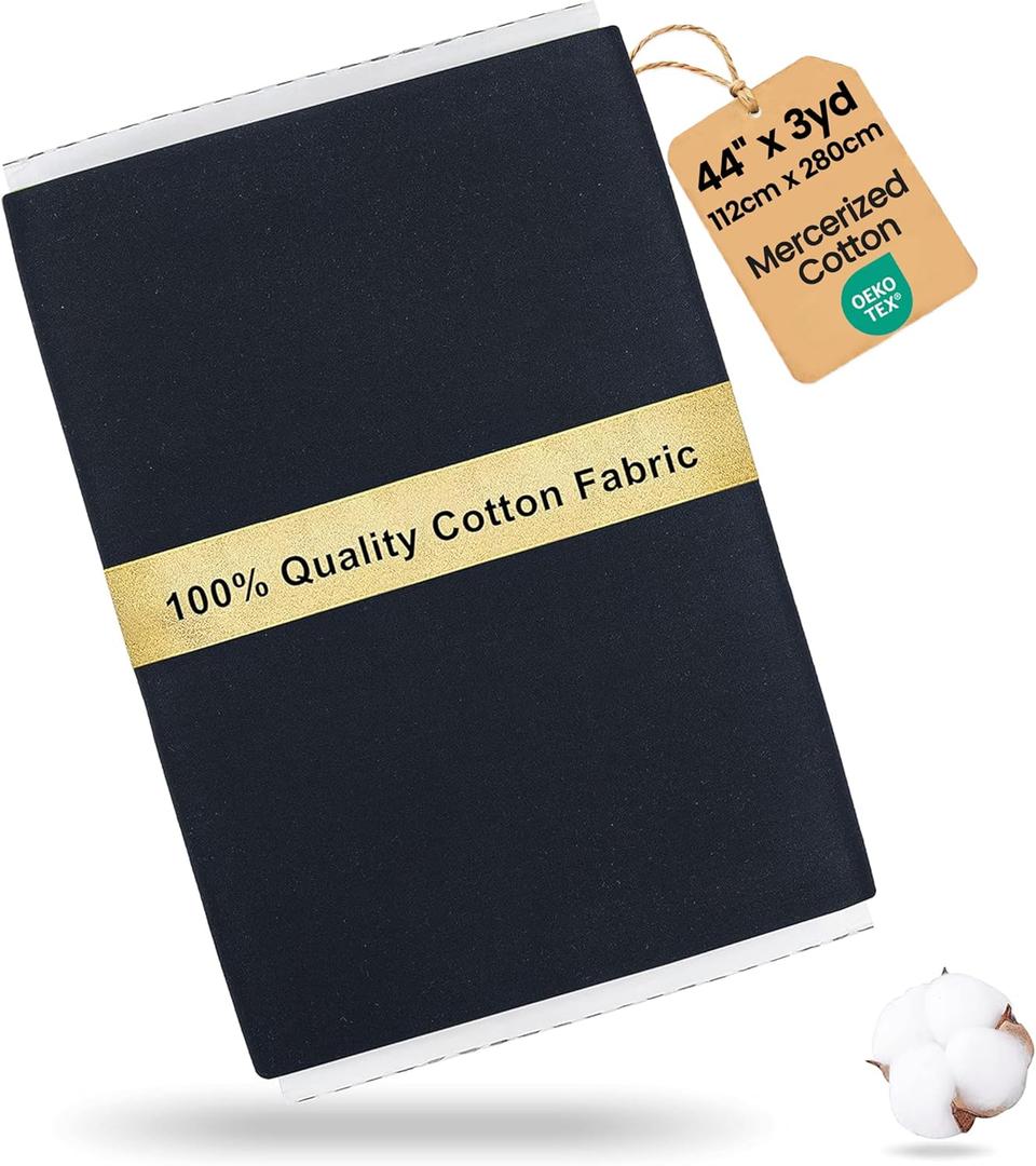 Craftido-19 Options-100% Cotton Fabric by The Yard in Solid Color 44Wide by 3yd (9 ft) -Medium Weight 5.2 oz-Soft Cotton for Quilting, Sewing, Crafts, Binding, Backing and Lining - Black