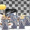 2 x XIHIRCD 50pcs Race Car Party Favor Bags, Holographic Black and White Race Cars Goodie Bags Iridescent Checkered Gift Bags Checkered Candy Treat Bags for Race Car Birthday Party Supplies