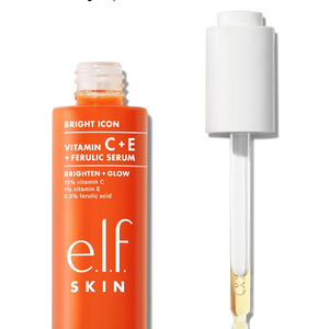 e.l.f. SKIN Bright Icon Vitamin C + E + Ferulic Serum, Brightening & Soothing Face Serum, Helps Even Skin Tone, Vegan & Cruelty-Free, 1 fl oz