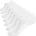 WANDER No Show Socks Mens 7 Pair Cotton Thin Non Slip Low Cut Men Invisible Sock 6-9/ 10-12 (Sock Size:12-14, 7 White)