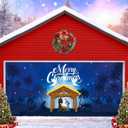 Christmas Nativity Garage Door Banner 7x16ft Large Scene Christmas Garage Door Cover Holy Religion Holiday Garage Door Backdrop Decorations Mural for Xmas Decor