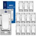(12 Pack) UNIELE Ultra Slim Dimmer Switch SinglePole/3 Way for 300W Dimmable LED/CFL Lights and 600W Incandescent/Halogen, 15A/120V/60Hz, ETL Listed, White